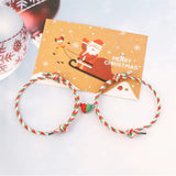 Christmas Handmade Braided Rope Bracelet with Heart Magnet Pendant