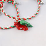 Christmas Handmade Braided Rope Bracelet with Heart Magnet Pendant