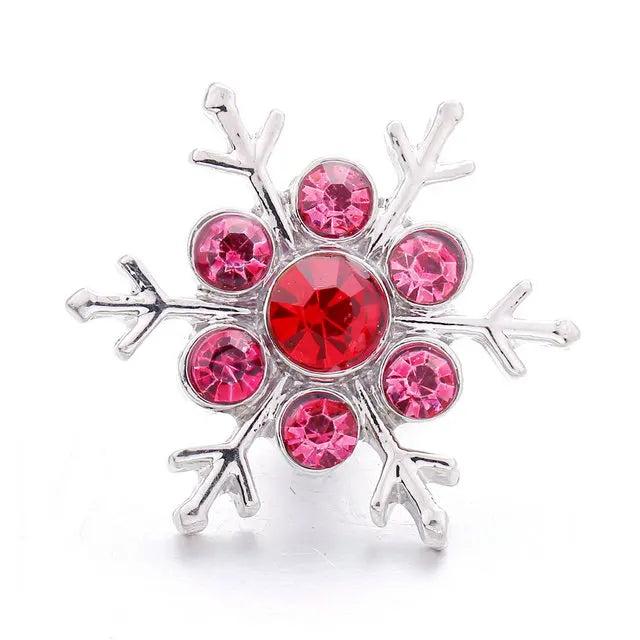 Snowflake Crystal 18mm Snap Button for Bracelet