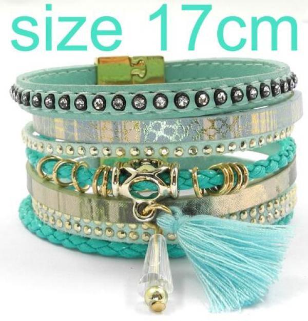 Bohemian Leather Bracelet with Crystal Charm - Christmas Women's Jewelry