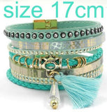 Bohemian Leather Bracelet with Crystal Charm - Christmas Women's Jewelry