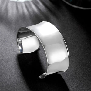 Smooth 925 Silver Cuff Bracelets for Women - Wedding Party Christmas Jewelry