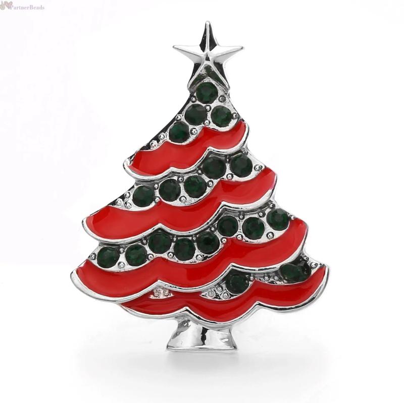 Christmas Tree Crystal Snap Button Jewelry For Snap Bracelet