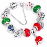 Santa Claus Charm Bracelet with Christmas Hat Dangle - Christmas Gift