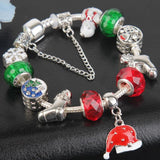 Santa Claus Charm Bracelet with Christmas Hat Dangle - Christmas Gift