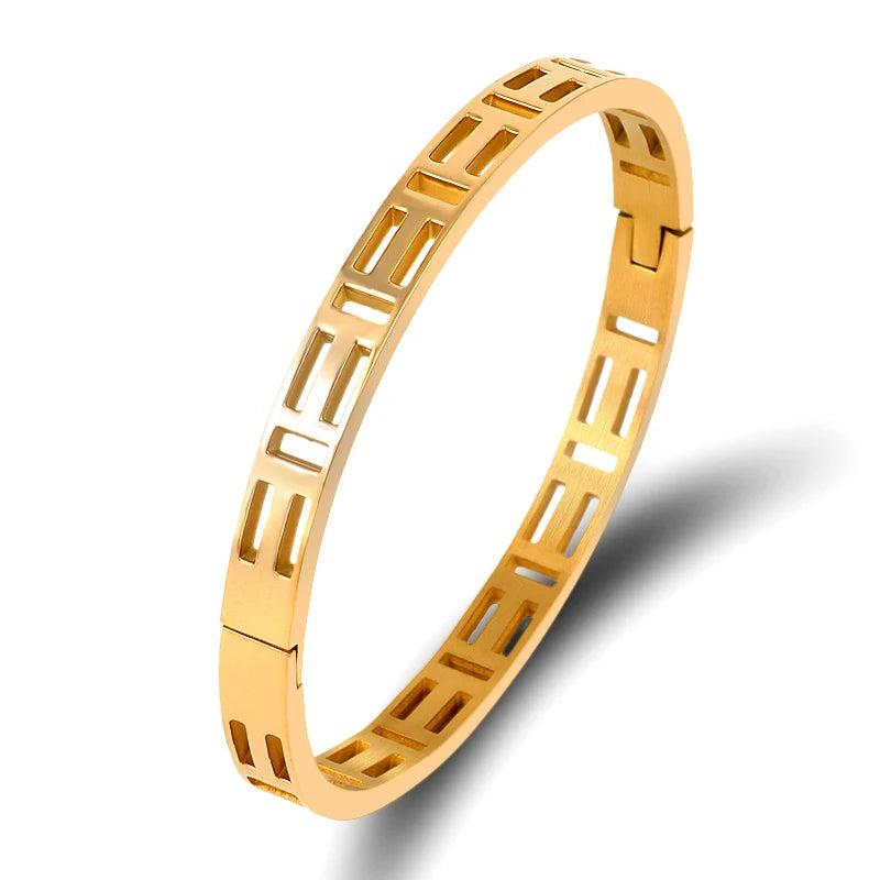 Geometric Hollow Square Bangle For Women Bracelet Stainless Steel Bangles