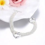 Silver Plated Heart Chain Bracelet Jewelry Gift