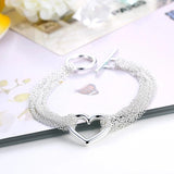 Silver Plated Heart Chain Bracelet Jewelry Gift