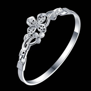 Silver Plated Charm Bracelet Anthogram Bangle Christmas Gift