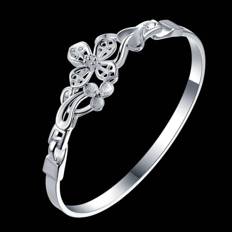 Silver Plated Charm Bracelet Anthogram Bangle Christmas Gift