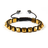 Men's Pyramid Bracelet 8mm Helmatite Stone Beads Macrame Braiding Jewelry