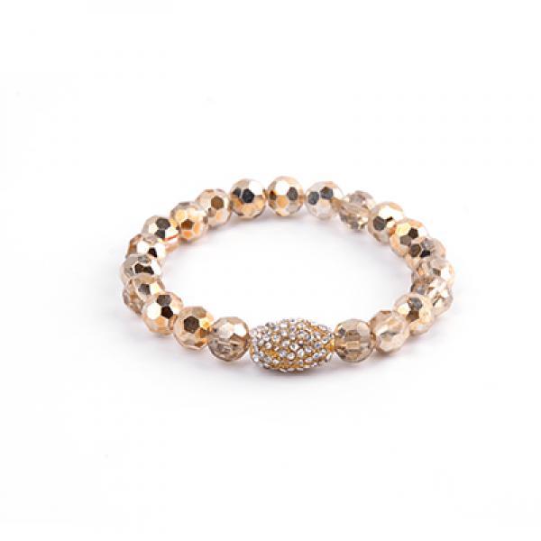 BOJIU Champagne Crystal Bead Pave Zircon Charm Bracelet Christmas BC150