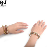 BOJIU Champagne Crystal Bead Pave Zircon Charm Bracelet Christmas BC150