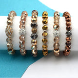 BOJIU Champagne Crystal Bead Pave Zircon Charm Bracelet Christmas BC150