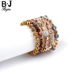 BOJIU Champagne Crystal Bead Pave Zircon Charm Bracelet Christmas BC150
