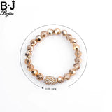 BOJIU Champagne Crystal Bead Pave Zircon Charm Bracelet Christmas BC150