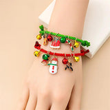 Christmas Bracelet Set For Women Santa Snowman Elk Xmas Tree Pendant Charm