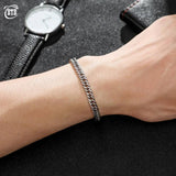 Men's Stainless Steel Bracelet Silver Link Wheat Double Chain