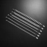 Men's Stainless Steel Bracelet Silver Link Wheat Double Chain