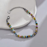 UZone Beaded Chain Vintage Bracelet Stainless Steel Jewelry Gift