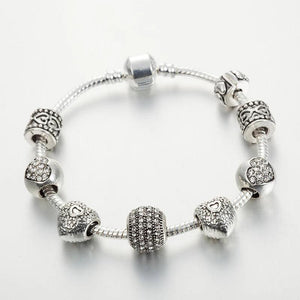 Antique Silver DIY Charm Bracelet With Crystal Beads