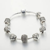 Antique Silver DIY Charm Bracelet With Crystal Beads