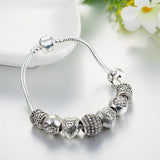 Antique Silver DIY Charm Bracelet With Crystal Beads