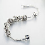 Antique Silver DIY Charm Bracelet With Crystal Beads