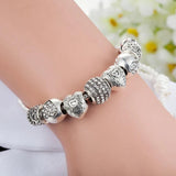 Antique Silver DIY Charm Bracelet With Crystal Beads