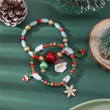 Christmas Tree Bracelet Santa Claus Pendant Bangle Xmas Snowflake Charm Jewelry
