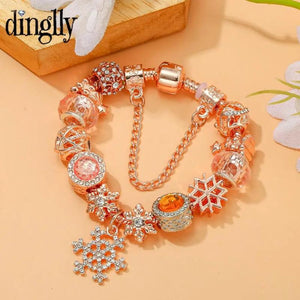 Snowflake Pendant Charm Bracelet Christmas Bangle Jewelry