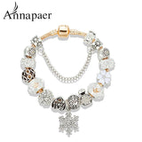 Snowflake Bangles Crystal Beads Bracelet Gift for Women B16135