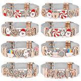 10mm Mesh Bracelets with Santa Claus Charm Beads for Christmas Gift