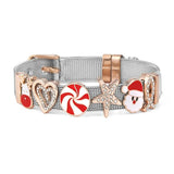 10mm Mesh Bracelets with Santa Claus Charm Beads for Christmas Gift