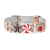 10mm Mesh Bracelets with Santa Claus Charm Beads for Christmas Gift