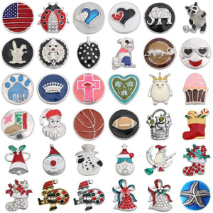 6pcs Crystal Metal Snap Buttons Christmas Gift 18mm DIY Bracelet