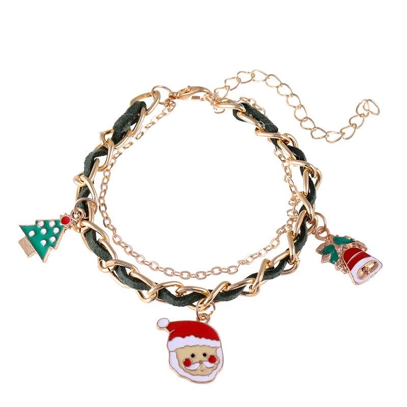 Christmas Snowman Bell Bracelet Set Men's Friendship Gift