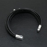 Men's Leather Cross Bracelet with Stainless Steel Clasp