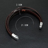 Men's Leather Cross Bracelet with Stainless Steel Clasp