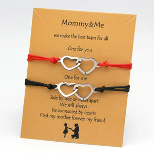 Heart Mommy Mother Daughter Bracelets Stainless Steel Charm Adjustable Jewelry