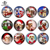 Christmas Glass Charms Snap Button Bracelet - Festive Holiday Design