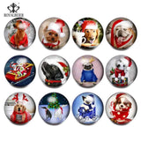 Christmas Glass Charms Snap Button Bracelet - Festive Holiday Design