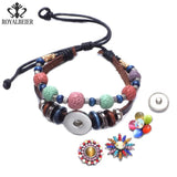 Christmas Glass Charms Snap Button Bracelet - Festive Holiday Design