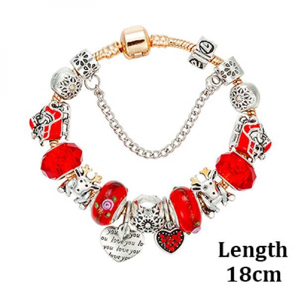 Christmas Gift Elk Charm Red Beads Bracelet