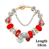 Christmas Gift Elk Charm Red Beads Bracelet