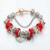 Christmas Gift Elk Charm Red Beads Bracelet