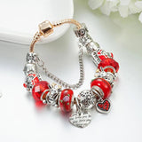 Christmas Gift Elk Charm Red Beads Bracelet