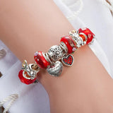 Christmas Gift Elk Charm Red Beads Bracelet