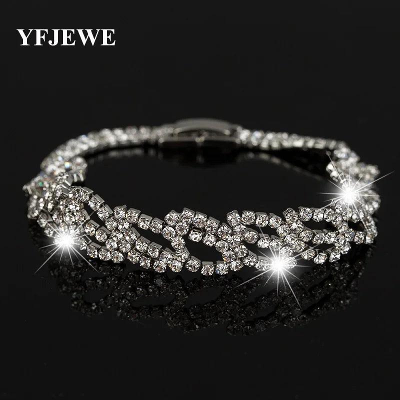 Rhinestone Crystal Silver Plated Bracelets for Women Christmas Bangle