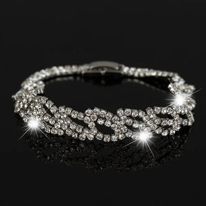 Rhinestone Crystal Silver Plated Bracelets for Women Christmas Bangle